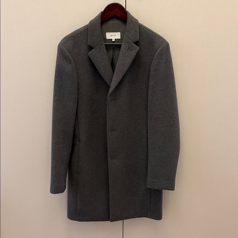 Reiss Charcoal Wool Pea Coat